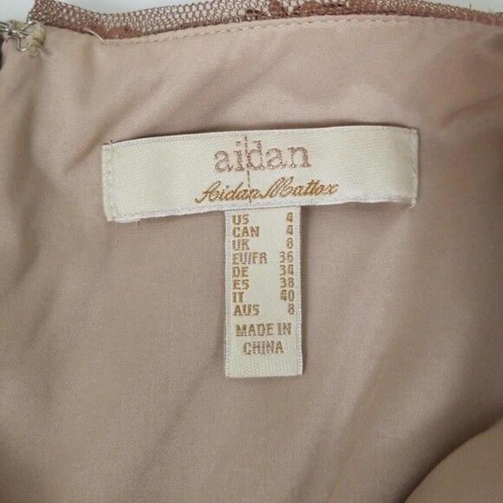NWT Aidan Mattox Size 4 Sequin Chevron Pattern A-Line Mini Dress Beige $230 - Picture 7 of 8